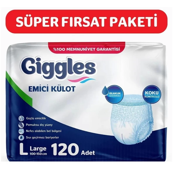 Giggles Emici Külot Büyük Boy L 30'lu 4 Adet Hasta Bezi