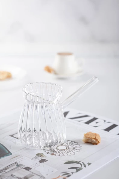 Isıya Dayanıklı Ocakta Kullanmaya Uygun Lüks Borosilikat Cam Cezve 400 Ml - 5