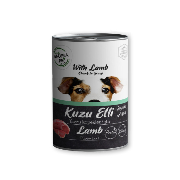 Eco natura pet kuzu etli yavru köpek konservesi gravy 12adet 400gr köpek yaş mama puppy konserve - 2