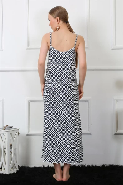 Moda Çizgi Kadın İp Askılı Uzun Gecelik 821 - 4