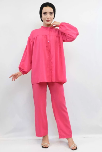 Moda Çizgili Robalı İkili Takım Pembe - 4