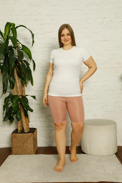 Moda Çizgi Penye Büyük Beden Diz Üstü Tayt 5890 - 2