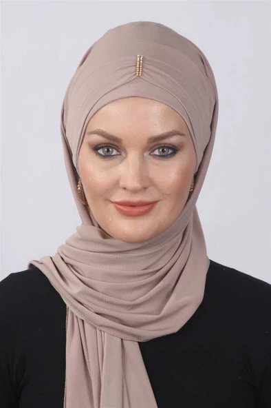 Taşlı Hazır Şal  Taş Rengi