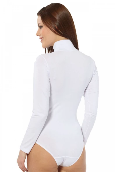 Moda Çizgi Bayan Uzun Kol  Boğazlı Çıtçıtlı Body 260 - 2