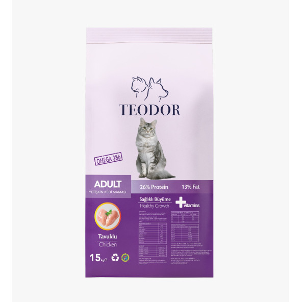 Teodor Tavuklu Yetişkin Kedi Maması 15kg - 2