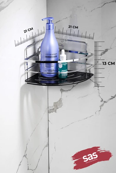 Yapışkanlı Ömür Boyu Paslanmaz Kristal Ayarlanabilir Raf Banyo Düzenleyici Şampuanlık LK-01 KS - Resim 3