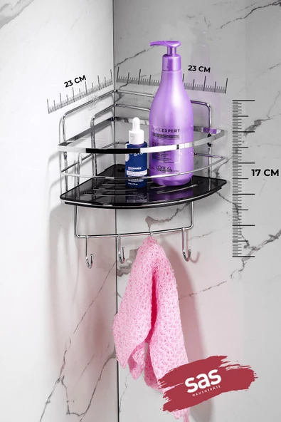 Yapışkanlı Ömür Boyu Paslanmaz Kristal Ayarlanabilir Raf Banyo Düzenleyici Şampuanlık LK-01 KSKK - Resim 3