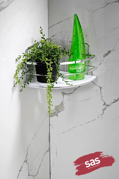 Yapışkanlı Ömür Boyu Paslanmaz Kristal Ayarlanabilir Raf Banyo Düzenleyici Şampuanlık LK-01 KB ürün görseli