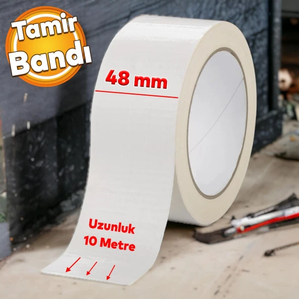 Tamir Onarım Tadilat Bandı 48 mm x 10 Metre Çok Amaçlı Beyaz Takviye Bant Güçlü Yapıştırıcı ürün görseli
