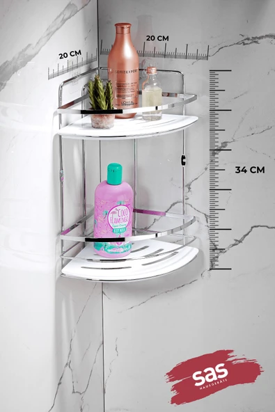 Yapışkanlı Ömür Boyu Paslanmaz Kristal Ayarlanabilir Raf Banyo Düzenleyici Şampuanlık LK-02 KB - Resim 3