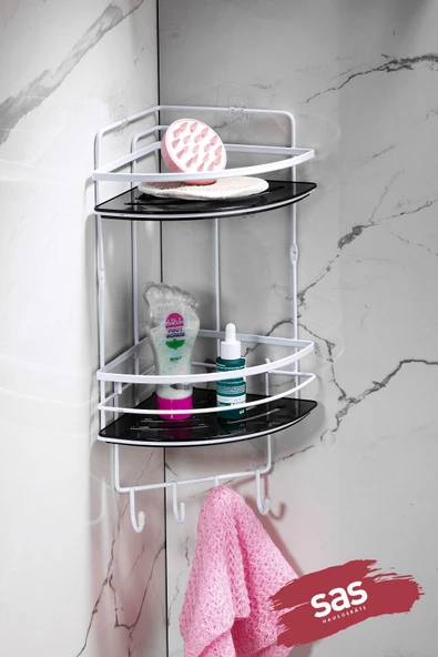 Yapışkanlı Ömür Boyu Paslanmaz Kristal Ayarlanabilir Raf Banyo Düzenleyici Şampuanlık LK-02 BSBK ürün görseli