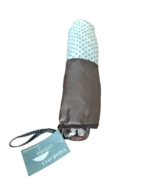 Puantiye Detaylı Kadın Şemsiye Kahve - 4