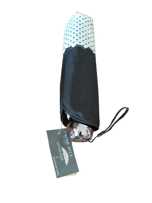 Puantiye Detaylı Kadın Şemsiye Siyah - 4