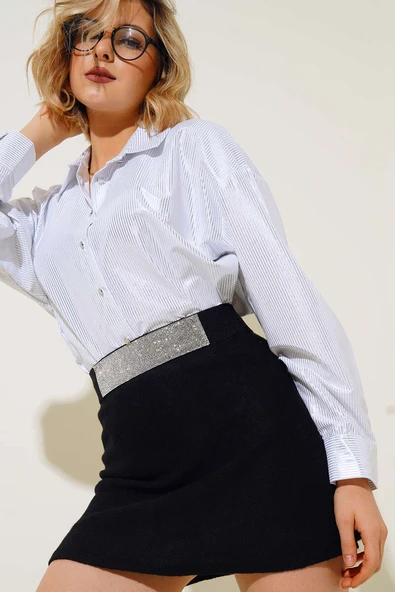 Varaklı Gömlek Beyaz