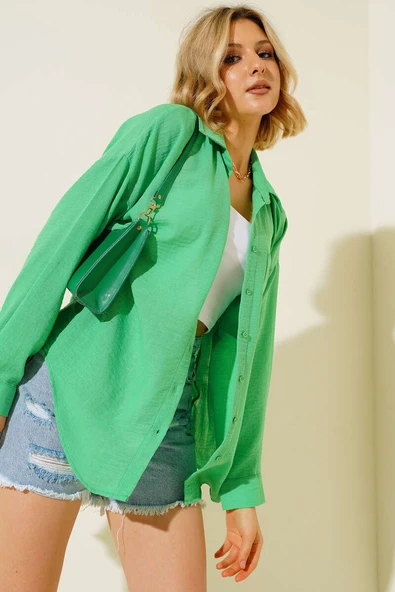 Keten Tek Cepli Gömlek Benetton - 2