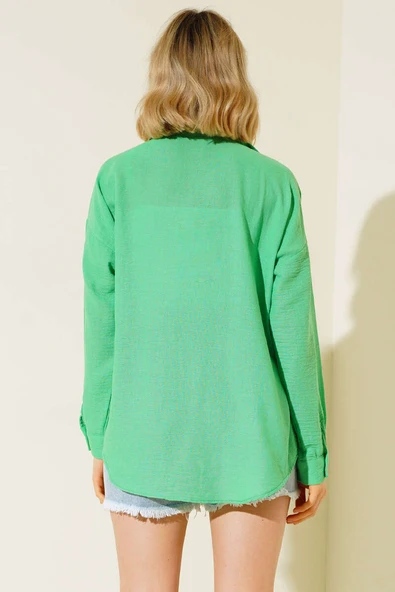 Keten Tek Cepli Gömlek Benetton - 3