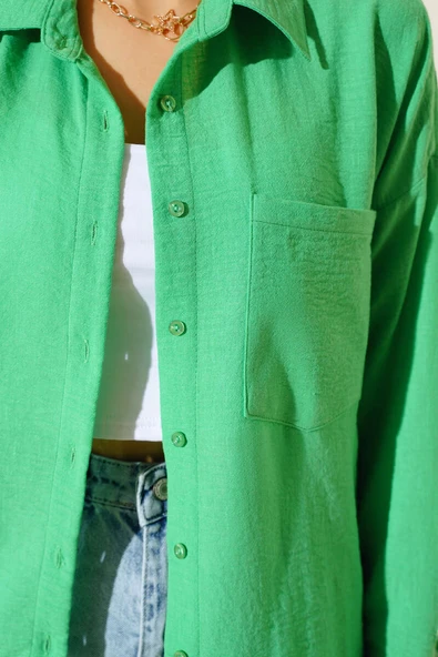 Keten Tek Cepli Gömlek Benetton - 4