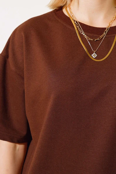 Basic Oversize Tshirt Kahve - 4