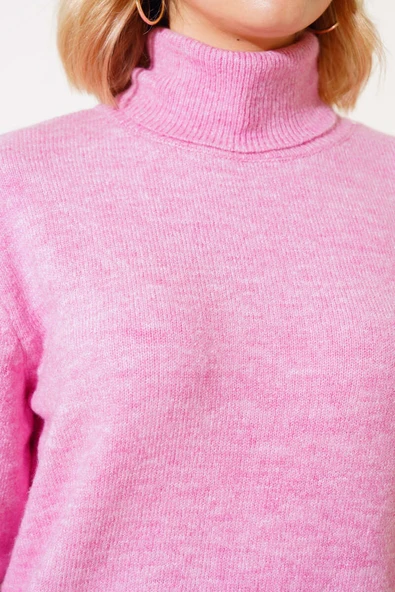 Boğazlı Triko Kazak Pembe - Resim 4