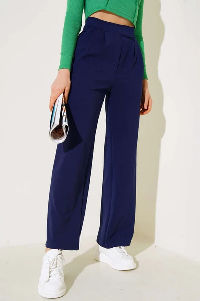 Cepli Pileli Salaş Pantolon Lacivert - Resim 2