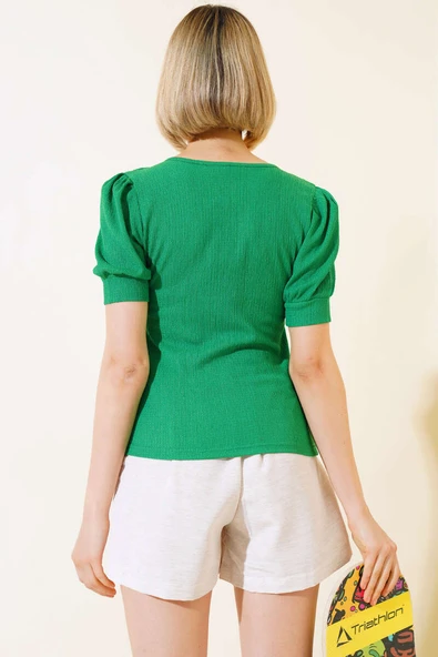 Kare Yaka Bluz Benetton - Resim 3