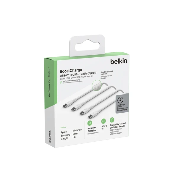 Belkin Braıded Type C-C 2.0 1M WHT 2'li - 7