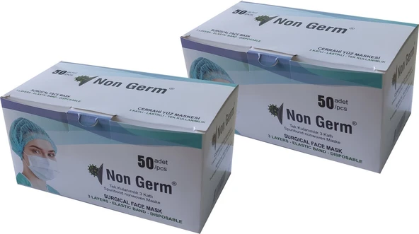 Tek Kullanımlık 3 Katlı Telli Cerrahi Maske 50 Adet - 2li