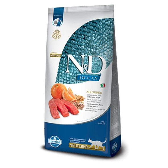 N&D Düşük Tahıllı Somonlu Kısırlaştırılmış Kedi Maması 10Kg 8010276040046