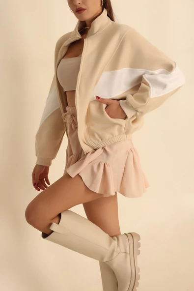 Gömlek yaka & Parçali Fermuarlı Polar - 3