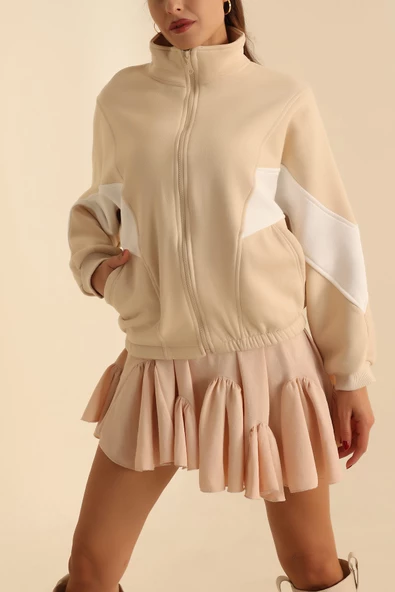 Gömlek yaka & Parçali Fermuarlı Polar - 12