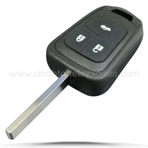 OPEL Astra J HU100 Anahtarlı 3 Buton Boş Kap Oto Kumanda Kabı - 3