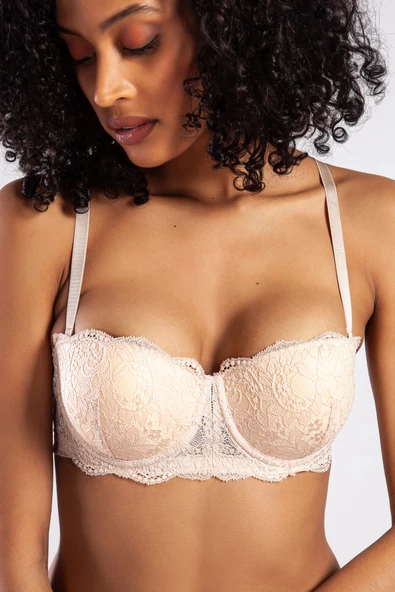 GCOLORS A Plus Ten Rengi Dantelli Destekli Push Up Strapless Sütyen