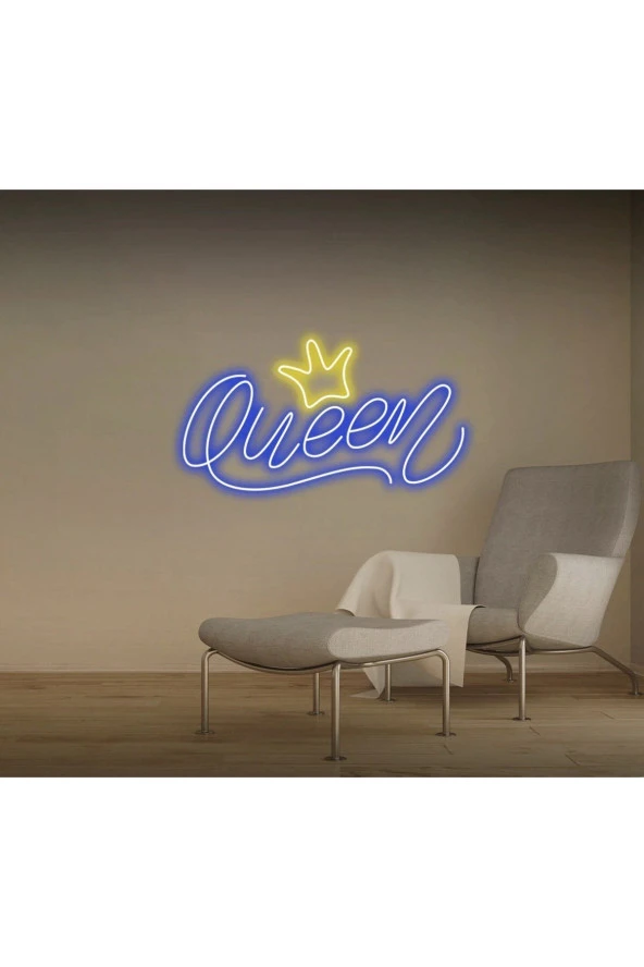 Queen Yazılı Taç Figürlü Neon Tabela