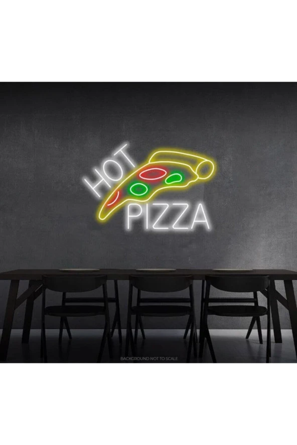 HOT PİZZA Yazılı ve Pizza Şekilli Neon Tabela