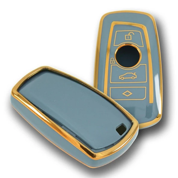 BMW F Serisi CAS4 Tip 4 Buton Gri Oto Anahtar Kumanda Kabı Kılıfı Oto Anahtarlık - 3