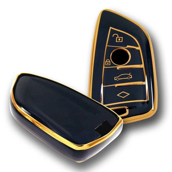 BMW F Serisi FEM Tip 4 Buton Siyah-Bronz Oto Anahtar Kumanda Kabı Kılıfı Oto Anahtarlık - Resim 3