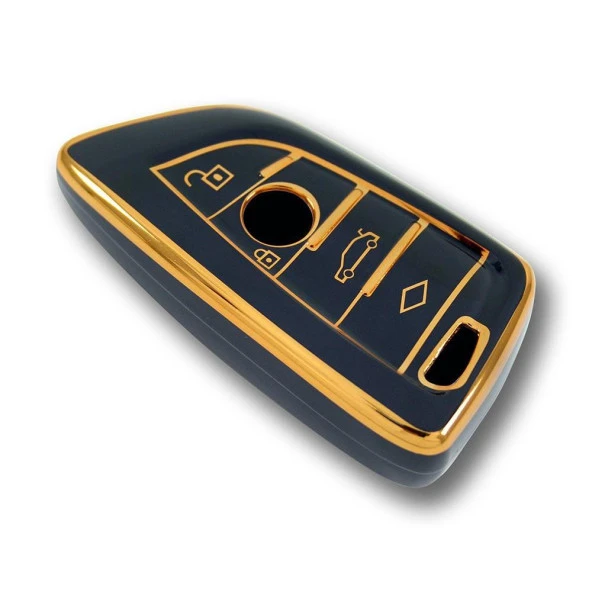 BMW F Serisi FEM Tip 4 Buton Siyah-Bronz Oto Anahtar Kumanda Kabı Kılıfı Oto Anahtarlık - Resim 4