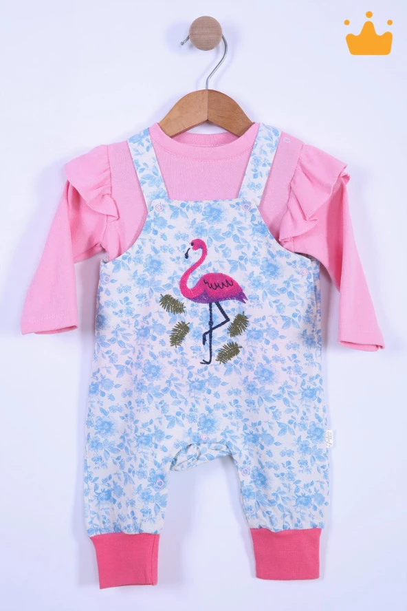 Babyhola Bayramlık Kız Bebek Çocuk Flamingo Bayramlık Salopet Badi Takım 23388