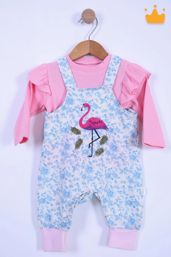Babyhola Bayramlık Kız Bebek Çocuk Flamingo Bayramlık Salopet Badi Takım 23388 - 4