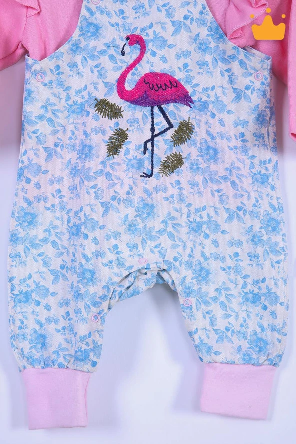 Babyhola Bayramlık Kız Bebek Çocuk Flamingo Bayramlık Salopet Badi Takım 23388 - 6
