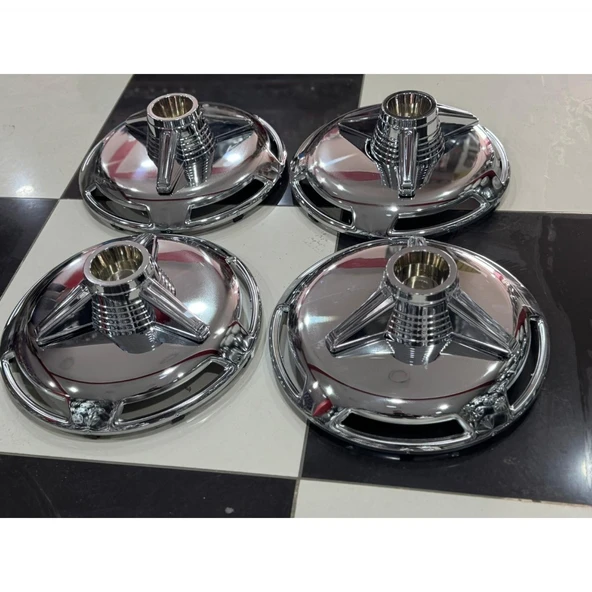 UNİVERSAL 16 İNÇ KROM ÖN-ARKA JANT KAPAĞI 4 ADET KAPAK 4 ADET 3 KOLLU JANT APARAT - 4