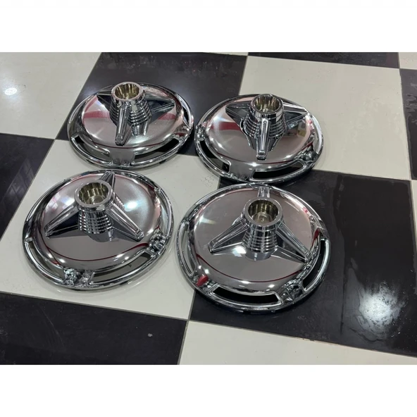 UNİVERSAL 16 İNÇ KROM ÖN-ARKA JANT KAPAĞI 4 ADET KAPAK 4 ADET 3 KOLLU JANT APARAT - 2