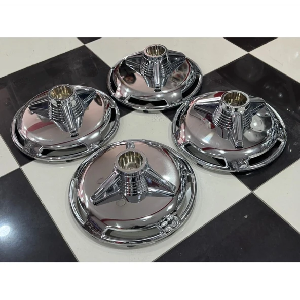 UNİVERSAL 16 İNÇ KROM ÖN-ARKA JANT KAPAĞI 4 ADET KAPAK 4 ADET 3 KOLLU JANT APARAT - 6