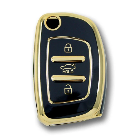 Hyundai 12-14 i10 i20 Sustalı Siyah Oto Anahtar Kumanda Kabı Kılıfı Oto Anahtarlık ürün görseli 1