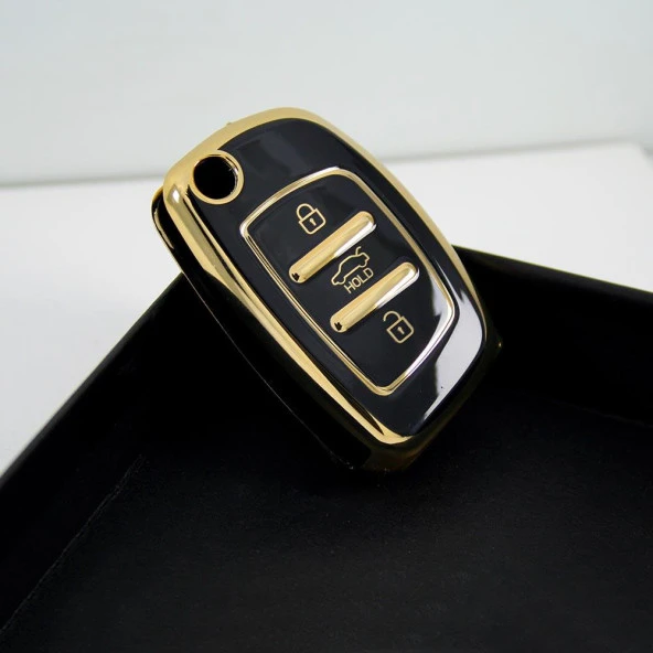 Hyundai 12-14 i10 i20 Sustalı Siyah Oto Anahtar Kumanda Kabı Kılıfı Oto Anahtarlık - Resim 5