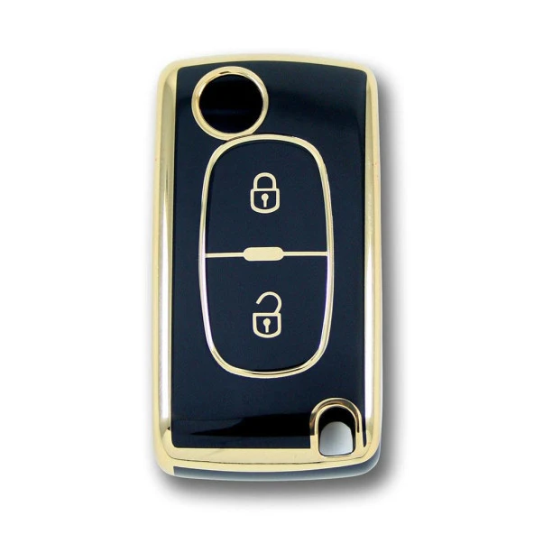 Peugeot 307 Citroen C3 2 Buton Sustalı Siyah Oto Anahtar Kumanda Kabı Kılıfı Oto Anahtarlık