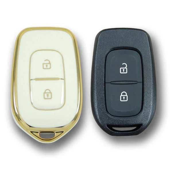 Renault Symbol 12-18 Dacia Sandero 2 Buton Beyaz Oto Anahtar Kumanda Kabı Kılıfı Oto Anahtarlık - 2