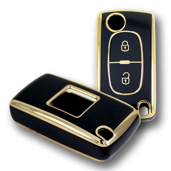 Peugeot 307 Citroen C3 2 Buton Sustalı Siyah Oto Anahtar Kumanda Kabı Kılıfı Oto Anahtarlık - 3