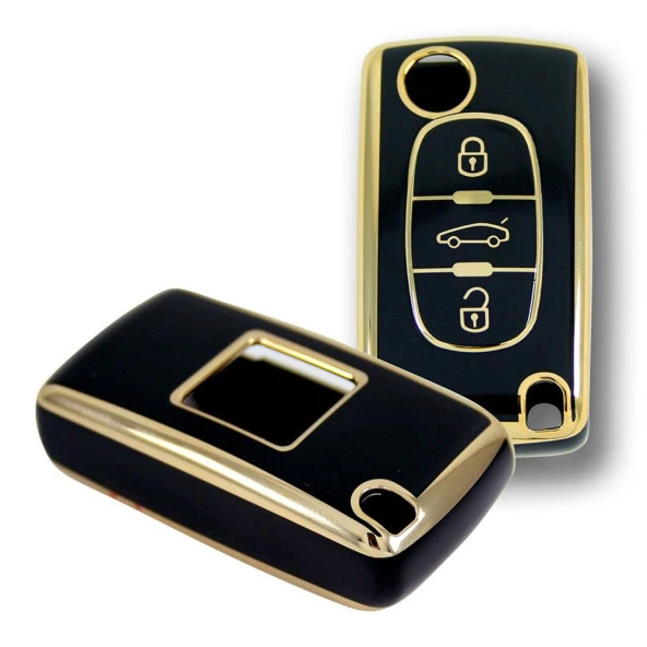 Peugeot 307 Citroen C8 3 Buton Sustalı Siyah Oto Anahtar Kumanda Kabı Kılıfı Oto Anahtarlık - Resim 3