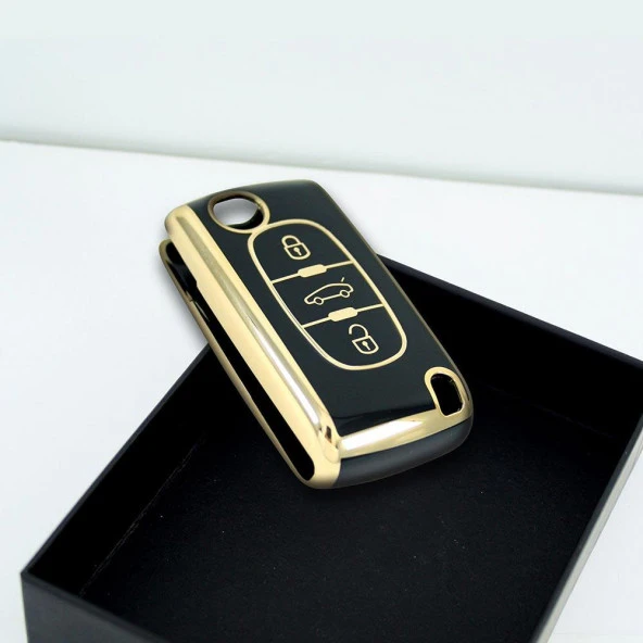 Peugeot 307 Citroen C8 3 Buton Sustalı Siyah Oto Anahtar Kumanda Kabı Kılıfı Oto Anahtarlık - Resim 5